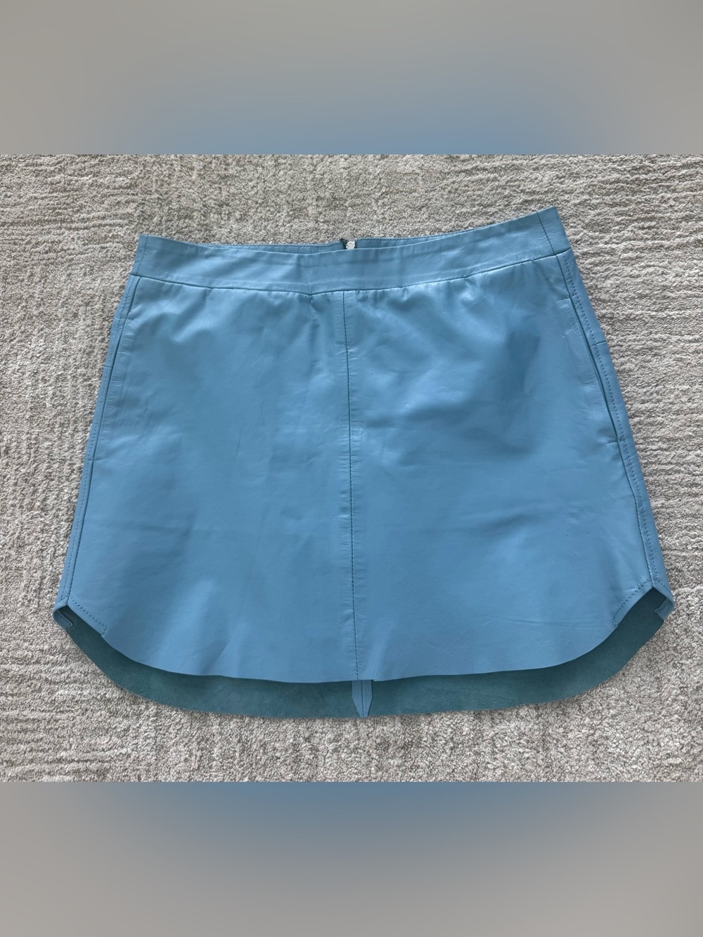 Karina Grimaldi Light Blue Leather Mini Skirt